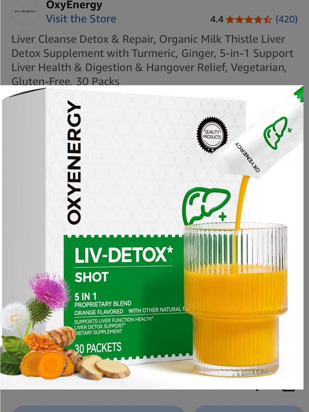 Liv-Detox Shot – Orange Detox Liver Support (30 Packets)